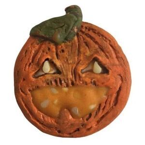 Handmade Pumpkin Brooch Glow in The Dark Eyes Halloween Polymer Clay